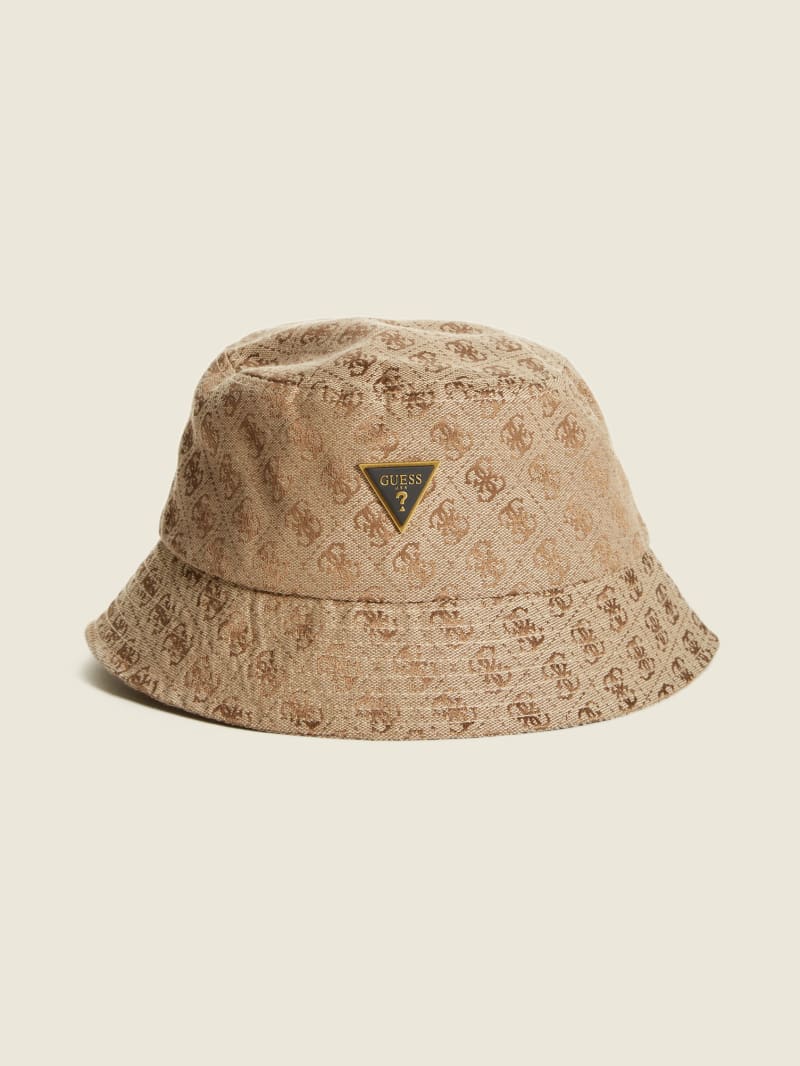 Czapki Męskie Guess Vezzola Logo Bucket Beżowe | 7129430-HJ