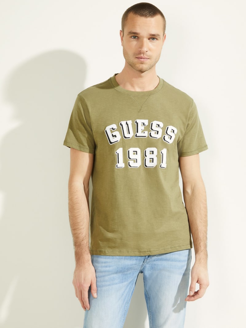 Koszulki Męskie Guess Academy Tee Zielone | 3028417-WC