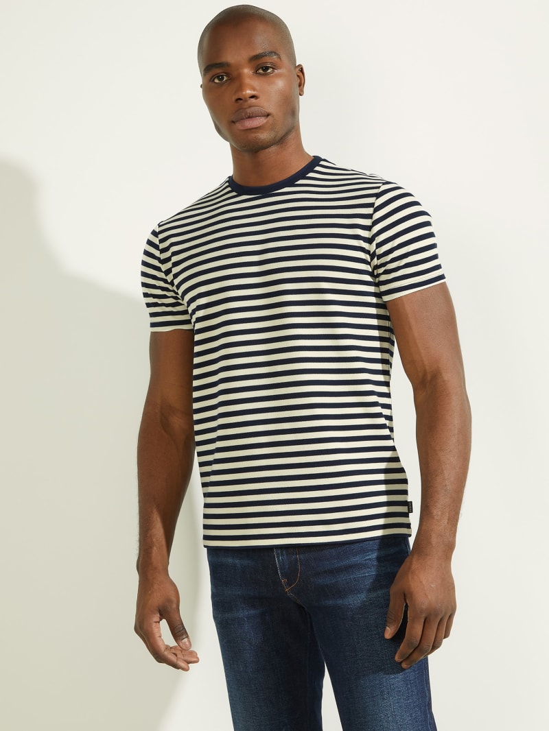 Koszulki Męskie Guess Finn Pique Striped Tee Kolorowe | 2563941-NP