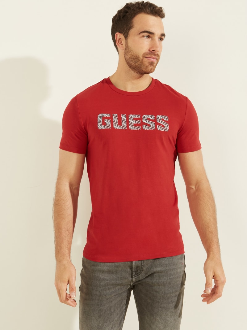 Koszulki Męskie Guess Magick Logo Tee Czerwone | 8147635-ML