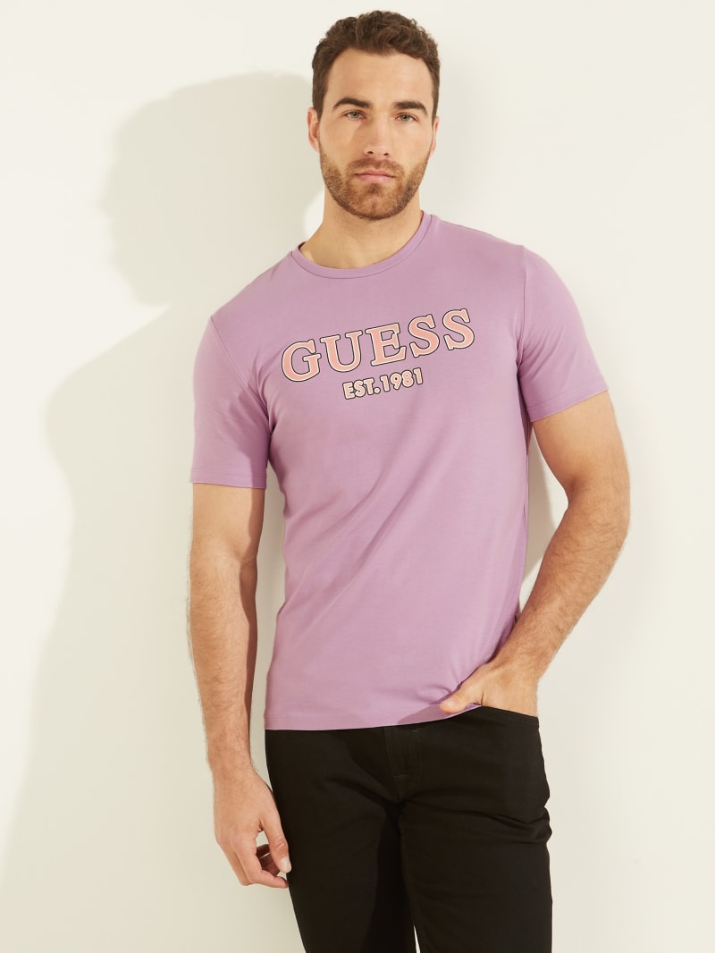 Koszulki Męskie Guess Point Logo Tee Fioletowe | 5472960-HB