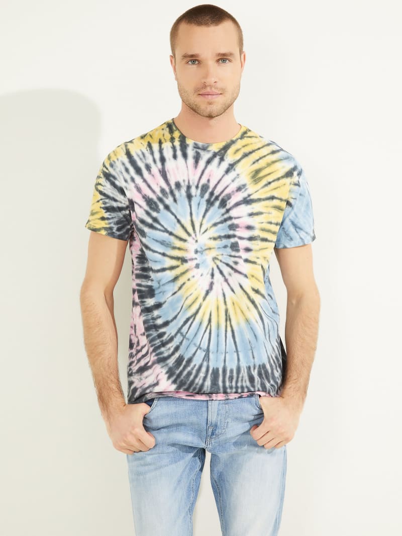 Koszulki Męskie Guess Spiral Tie-Dye Tee Kolorowe | 1983725-YZ