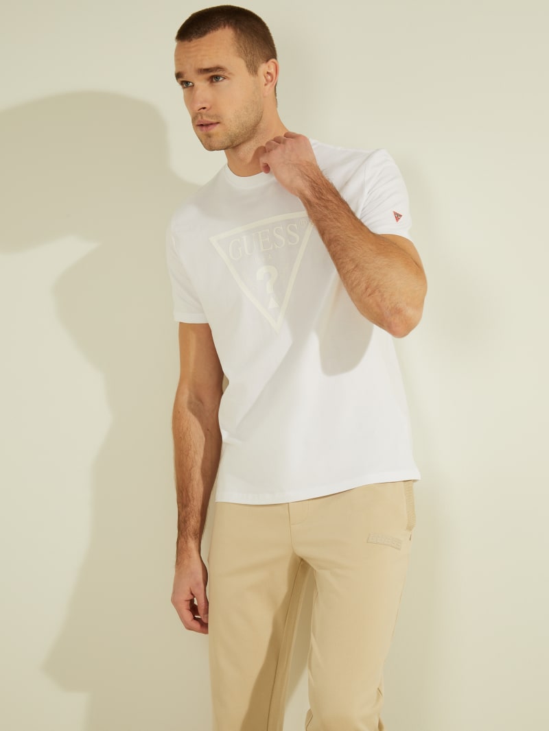 Koszulki Męskie Guess Tonal Logo Tee Białe | 0496251-UY