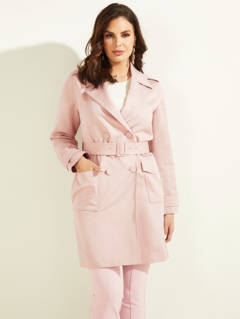 Kurtki Damskie Guess Eco Portland Trench Różowe | 4827139-VA