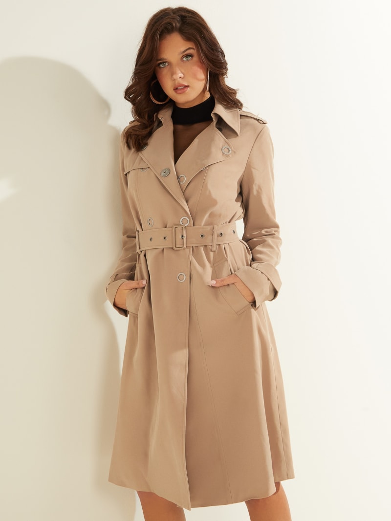 Kurtki Damskie Guess Gemma Trench Brązowe | 0374928-HO