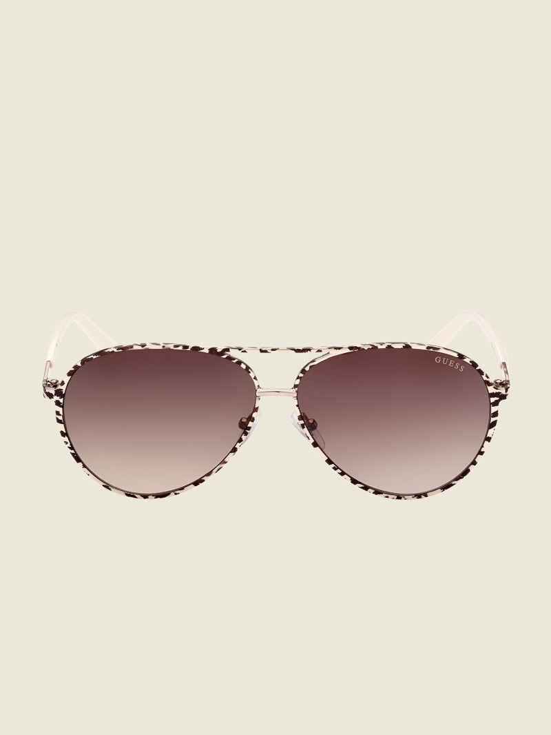 Okulary Słoneczne Damskie Guess Animal Print Aviator Czerwone | 2013896-VZ