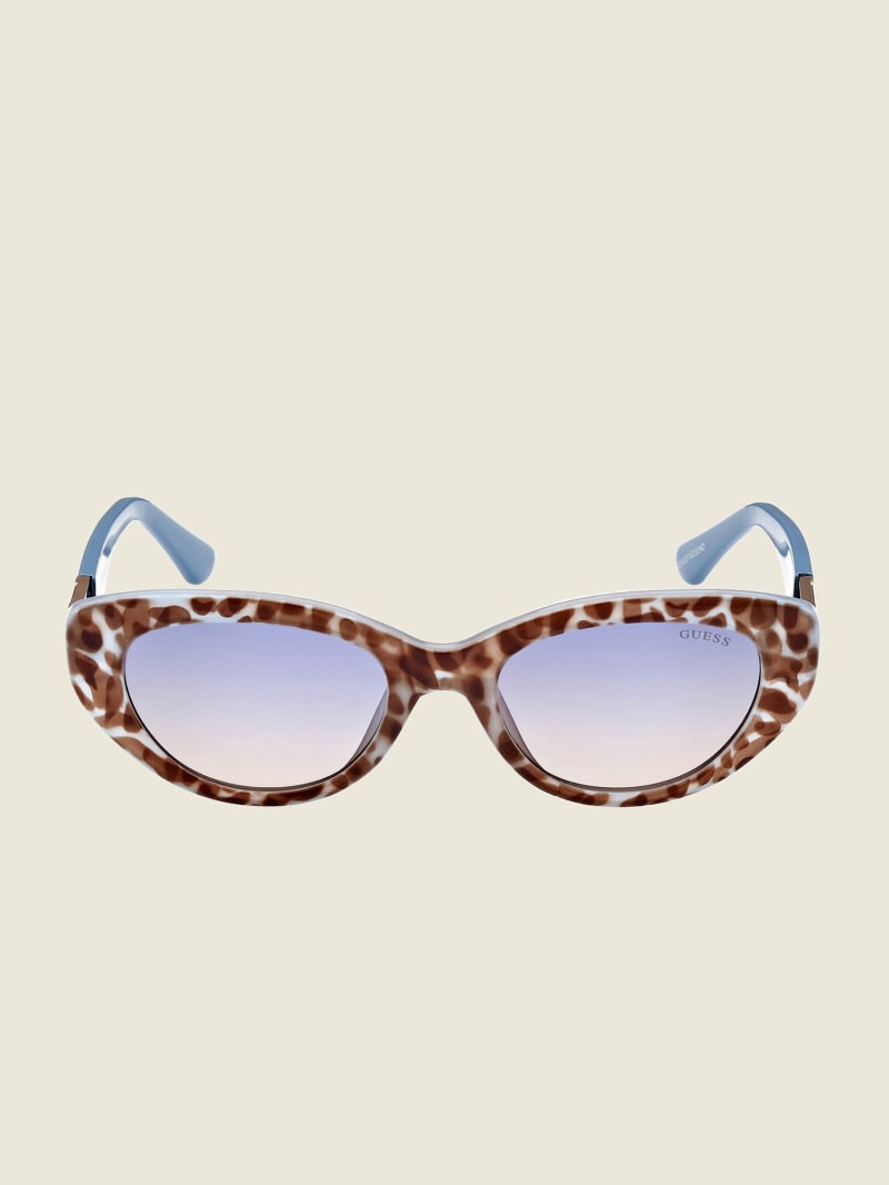 Okulary Słoneczne Damskie Guess Colored Plastic Cat-Eye Niebieskie | 3129480-HY