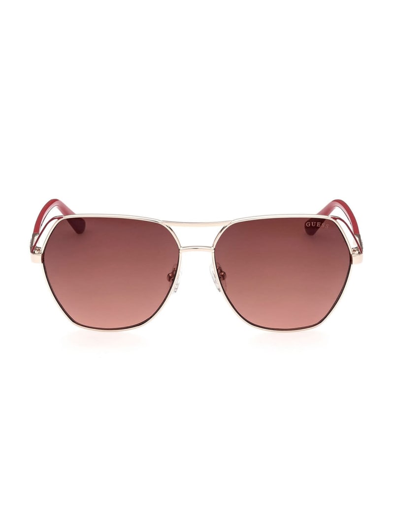 Okulary Słoneczne Damskie Guess Geometric Aviator Różowe Złote | 6501432-SK