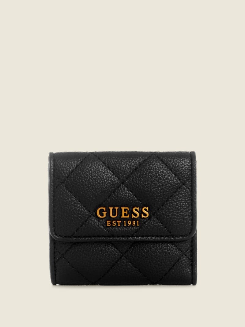 Portfele Damskie Guess Abey Card & Coin Purse Czarne | 8201734-GS