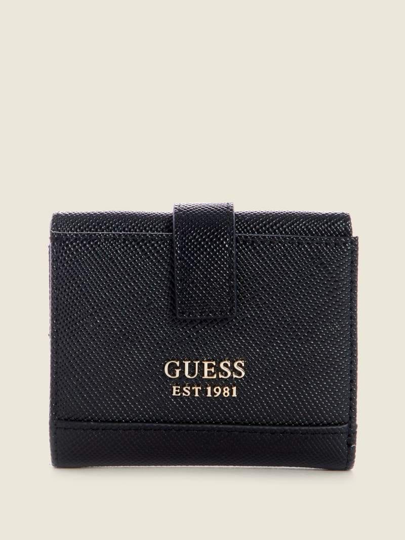 Portfele Damskie Guess Cordelia Petite Trifold Czarne | 8236705-GI