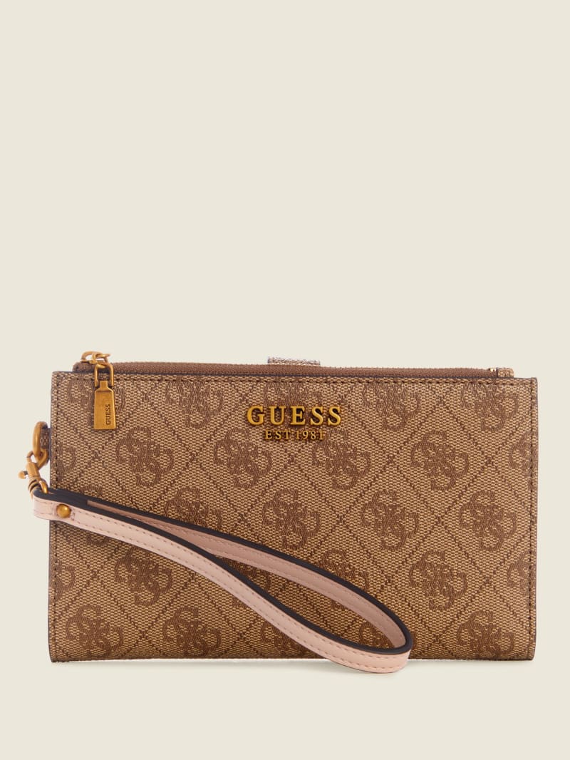 Portfele Damskie Guess Kristle Zip Organizer Brązowe | 0254861-EY