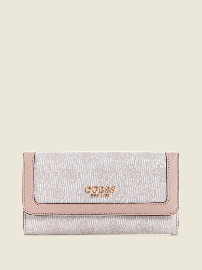 Portfele Damskie Guess Zadie Logo Multi Clutch Różowe | 1745980-IB