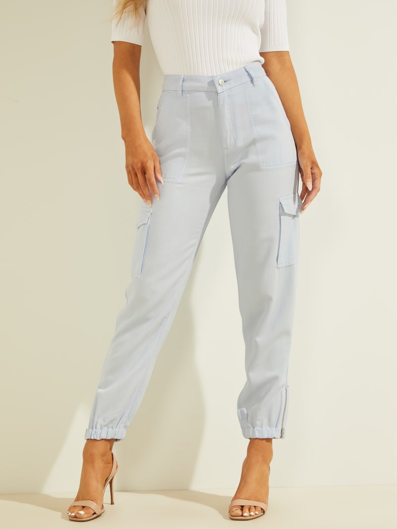 Spodnie Damskie Guess Bowie Chino Cargos Niebieskie | 5943786-ZI