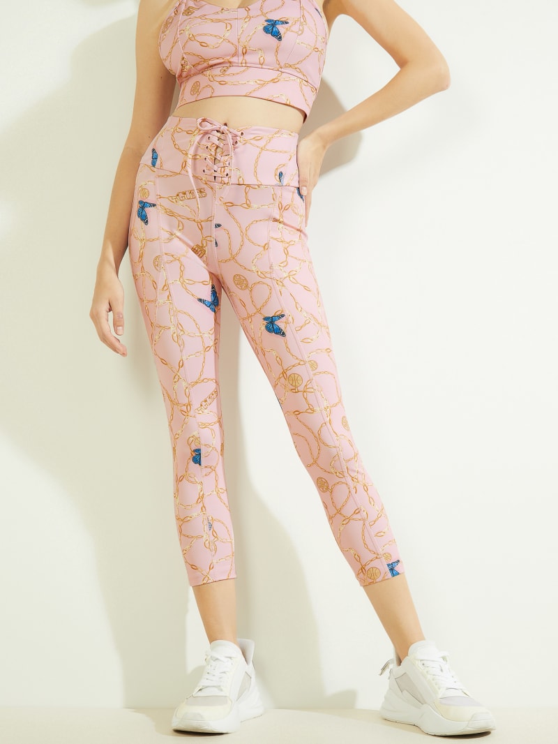 Spodnie Damskie Guess Eco Dollie Leggings Różowe | 6590432-ML