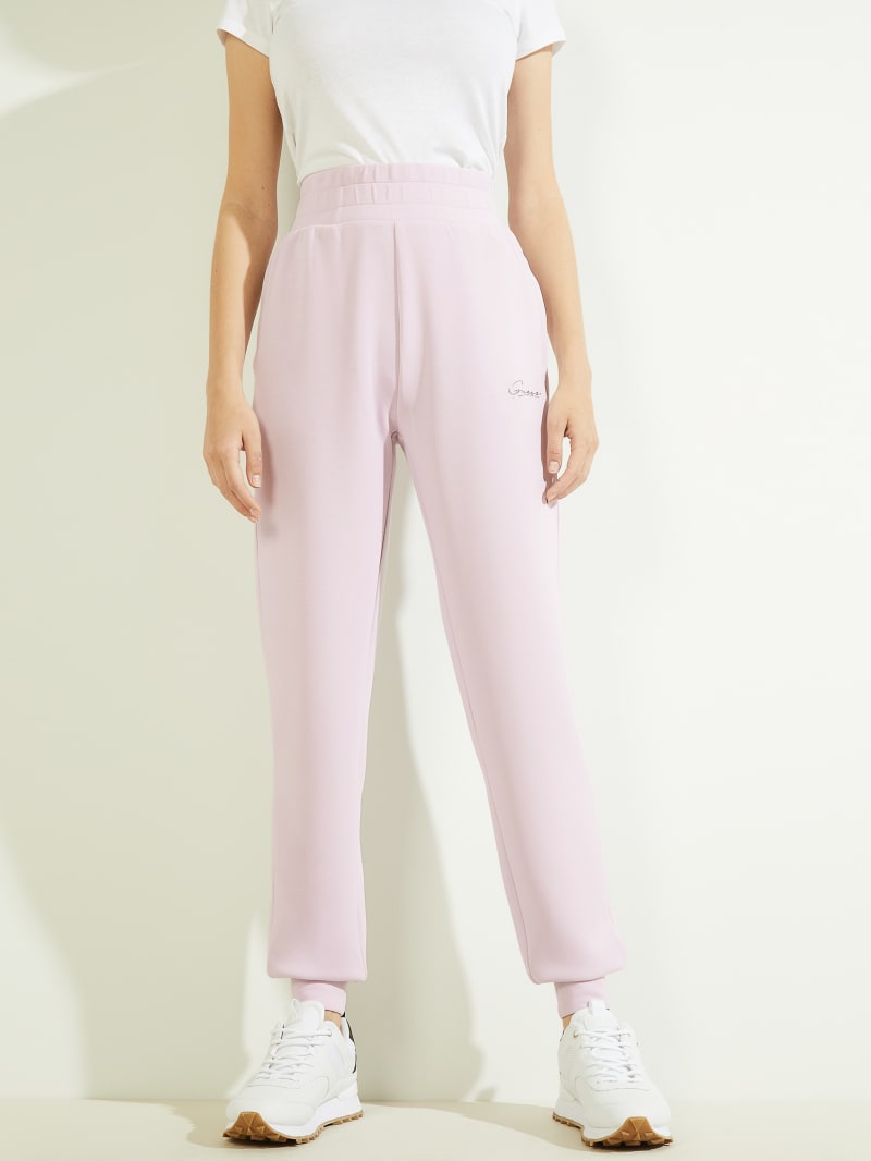 Spodnie Damskie Guess Eco Effie Joggers Białe | 8532140-NU