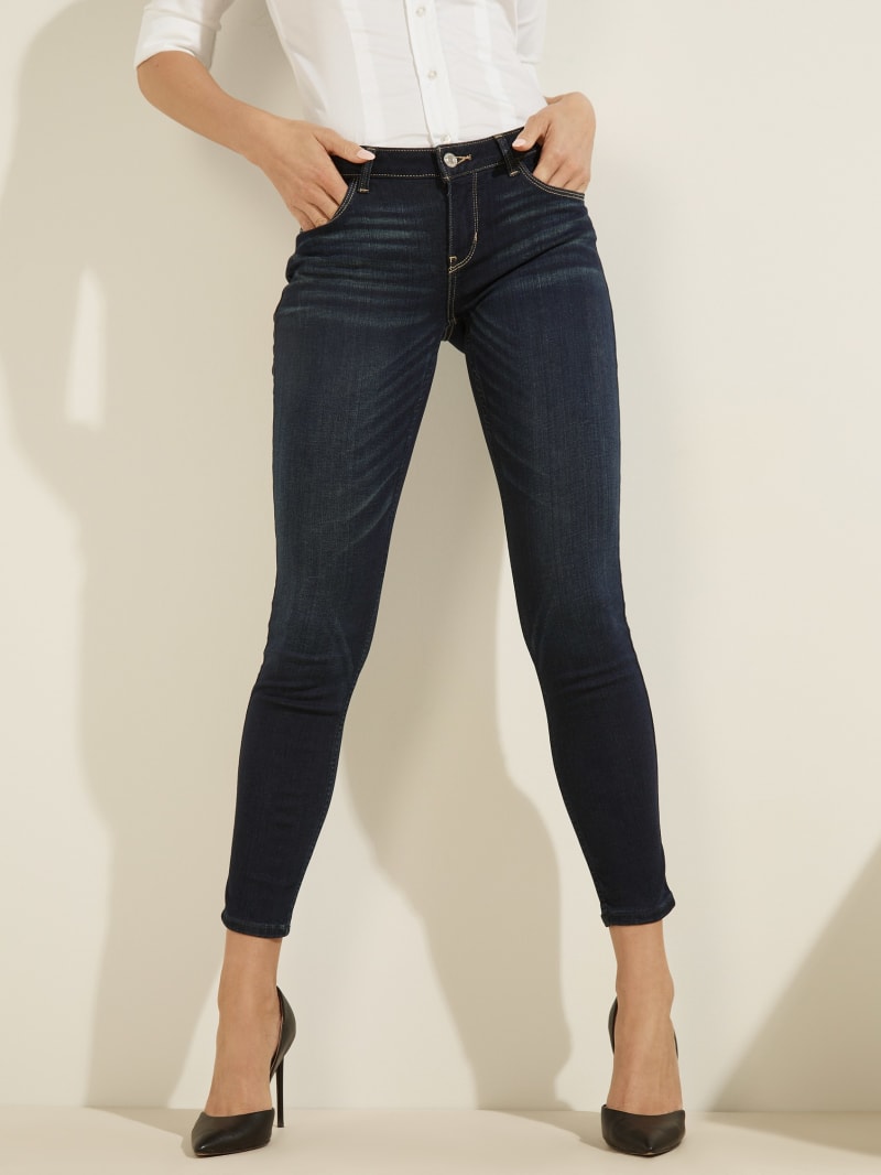 Spodnie Damskie Guess Low-Rise Power Skinny Niebieskie | 9820137-RY