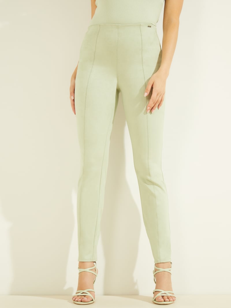 Spodnie Damskie Guess Maya Faux-Zamszowe Leggings Mięta | 6081492-DP