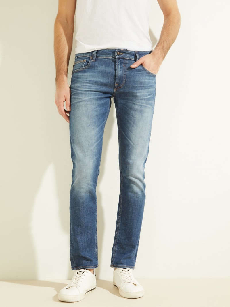 Spodnie Męskie Guess Eco Miami Low-Rise Skinny Głęboka Niebieskie | 8342697-ZW