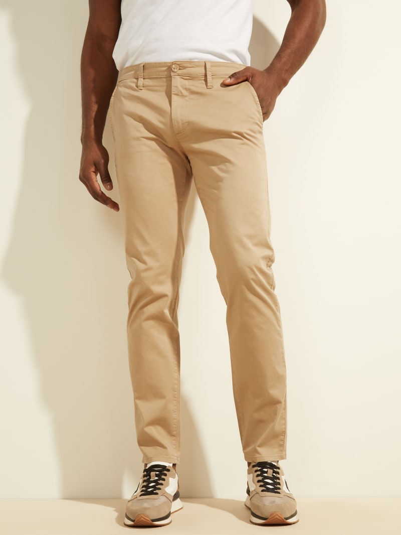 Spodnie Męskie Guess Toro Twill Chinos Beżowe | 8310576-TF