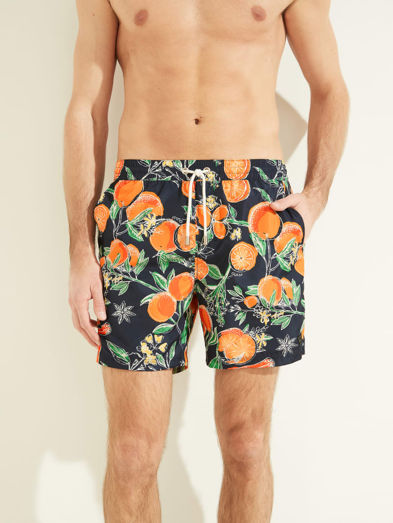 Stroje Kąpielowe Męskie Guess Fruit Woven Swim Trunks Pomarańczowe | 4065287-QS