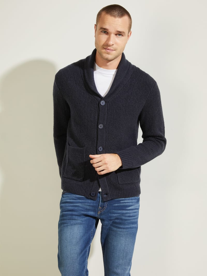 Swetry Męskie Guess Declan Shawl Cardigan Jasny Niebieskie | 1423790-NJ