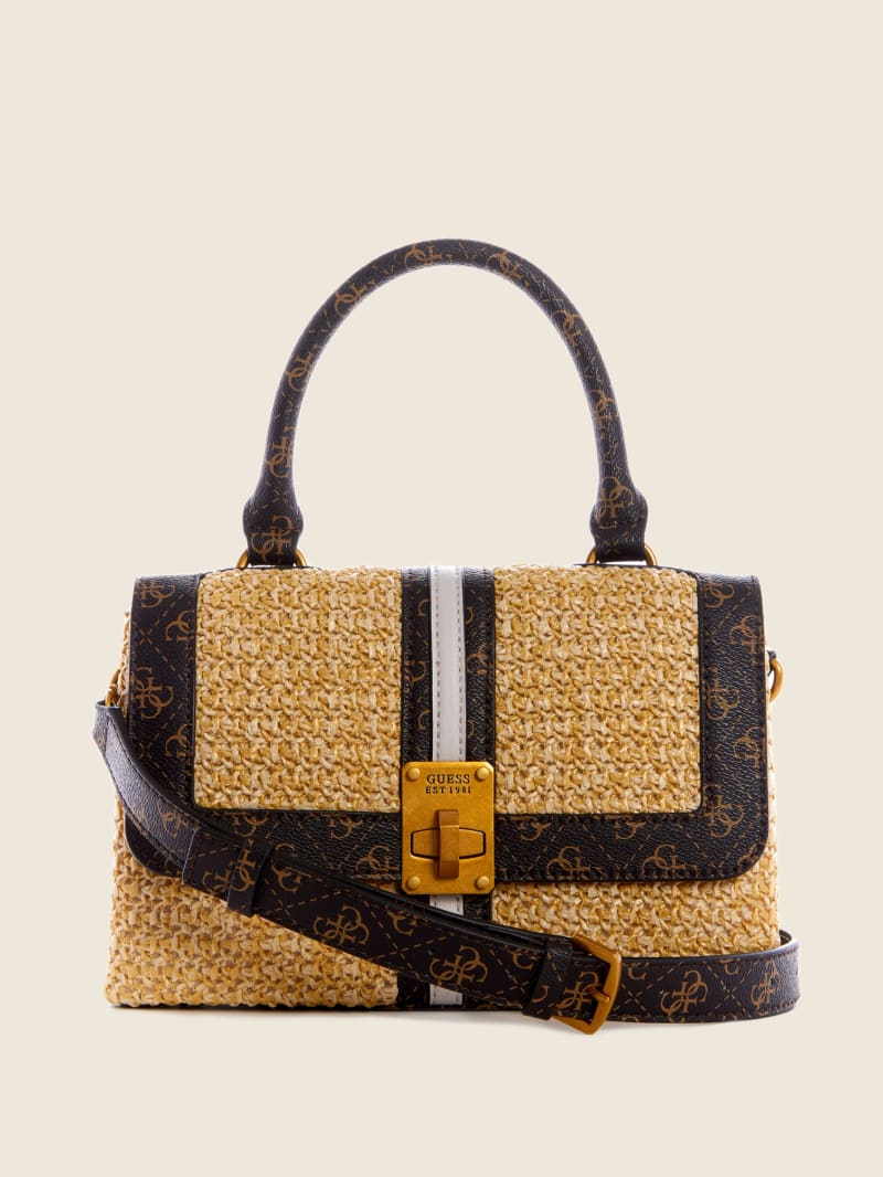 Torba Satchel Damskie Guess Kasinta Raffia-Handle Beżowe | 2370194-GI