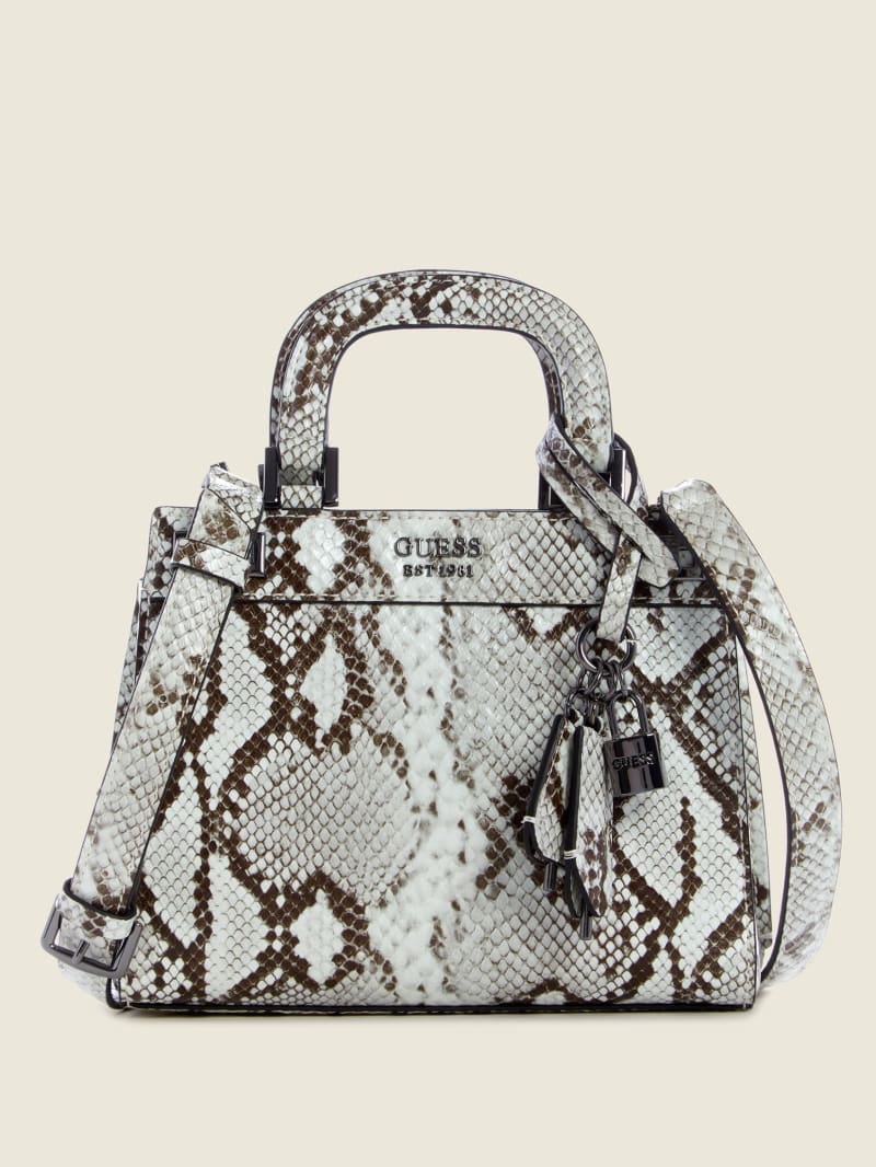 Torba Satchel Damskie Guess Katey Croc Szare | 2809461-NC