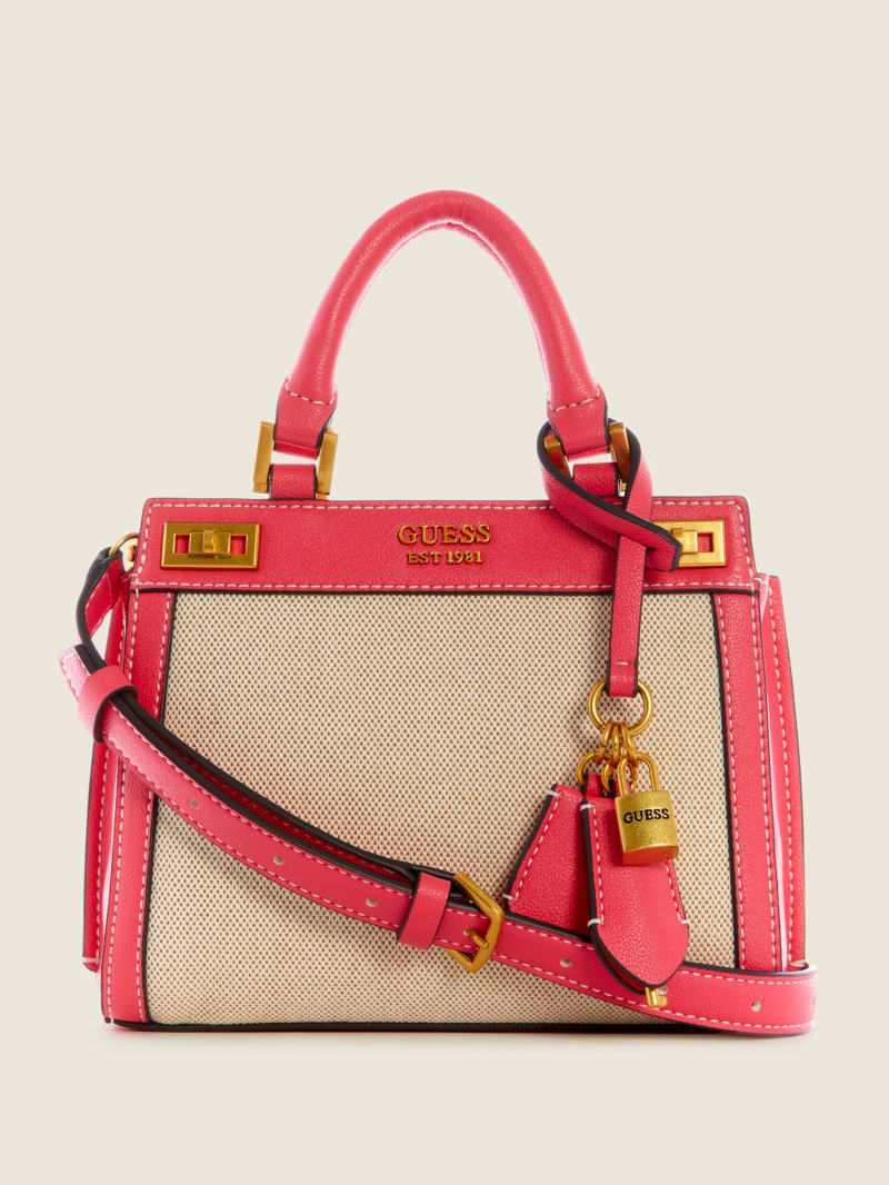 Torba Satchel Damskie Guess Katey Płócienne Turkusowe | 4687139-IB