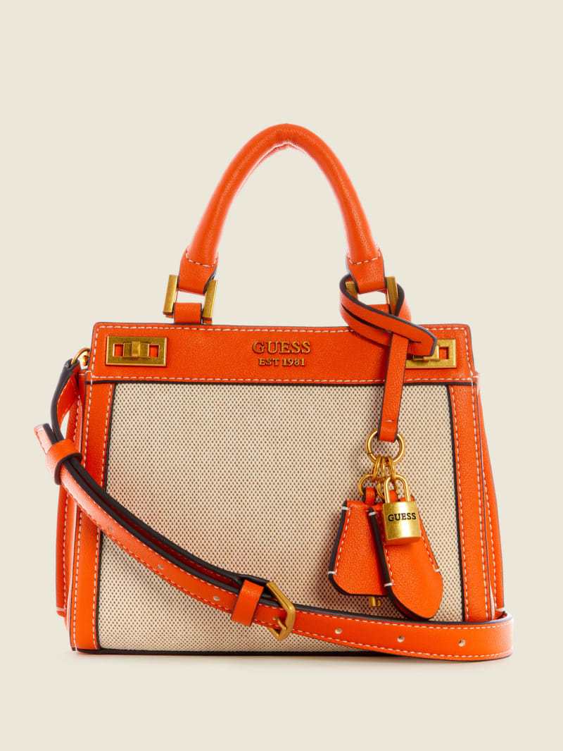 Torba Satchel Damskie Guess Katey Płócienne Czarne | 5706139-NH