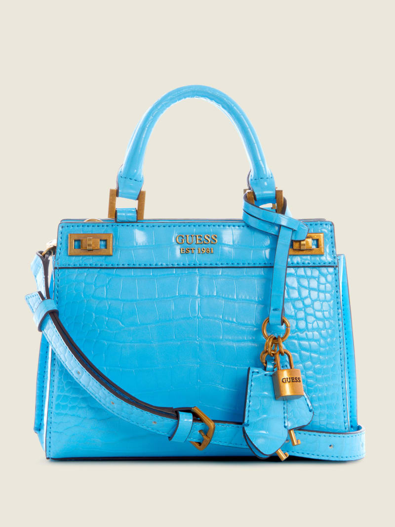 Torba Satchel Damskie Guess Katie Croc Głęboka Niebieskie | 8763495-HN