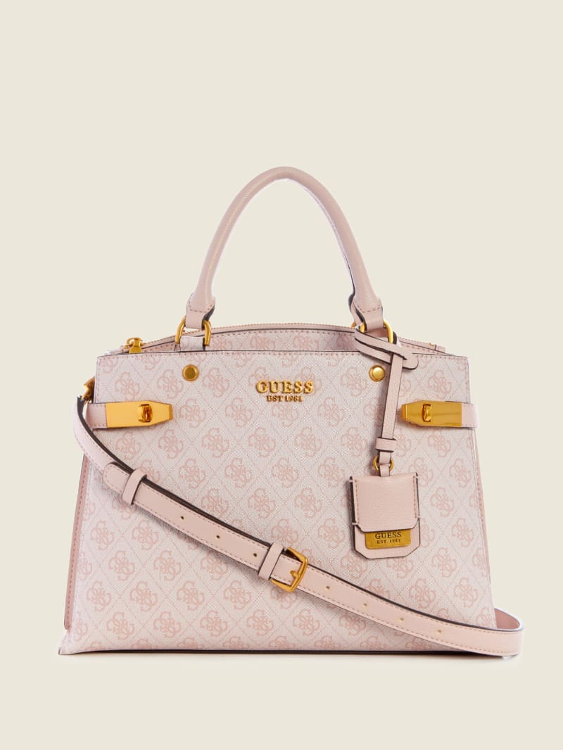 Torba Satchel Damskie Guess Zadie Logo Girlfriend Różowe | 3906854-CM