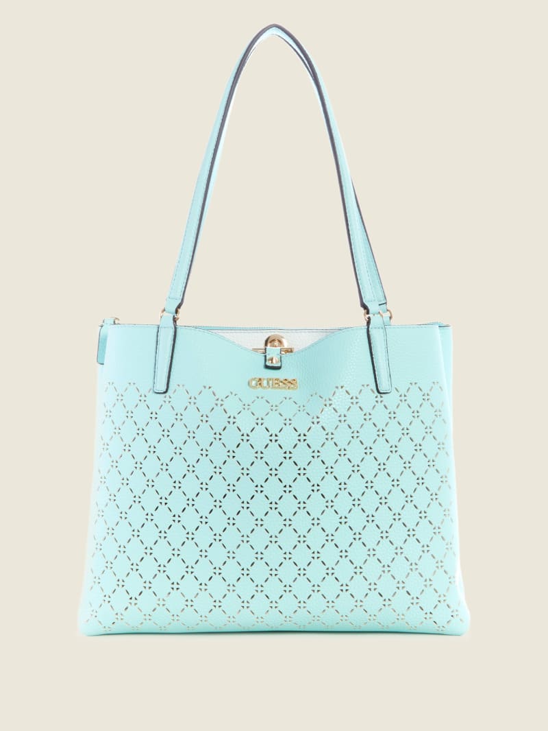 Torby Tote Damskie Guess Amara Society Turkusowe | 0254367-IF