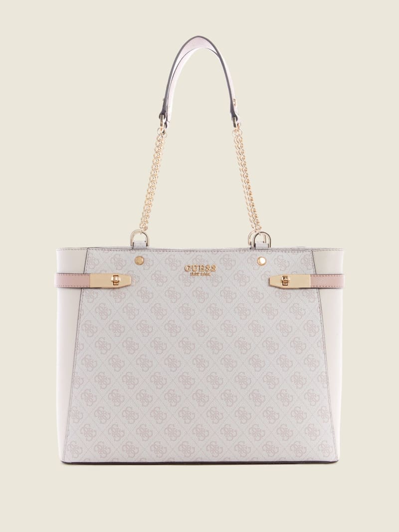 Torby Tote Damskie Guess Zadie Logo Girlfriend Różowe | 5342987-YL