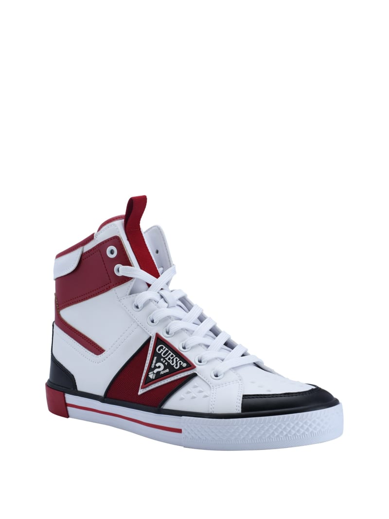 Trampki Męskie Guess Maeno Triangle Logo High-Top Ciemny Czerwone | 1947380-YJ