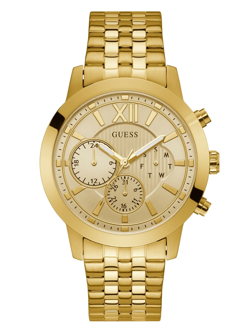 Zegarek Damskie Guess Gold-Tone Chrono-Look Wielofunkcyjny Złote | 0258614-RV