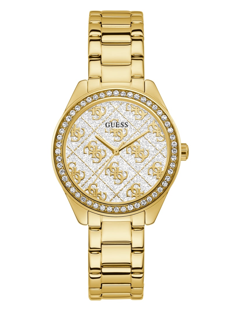 Zegarek Damskie Guess Gold-Tone Glitter Logo Złote | 8946215-VS