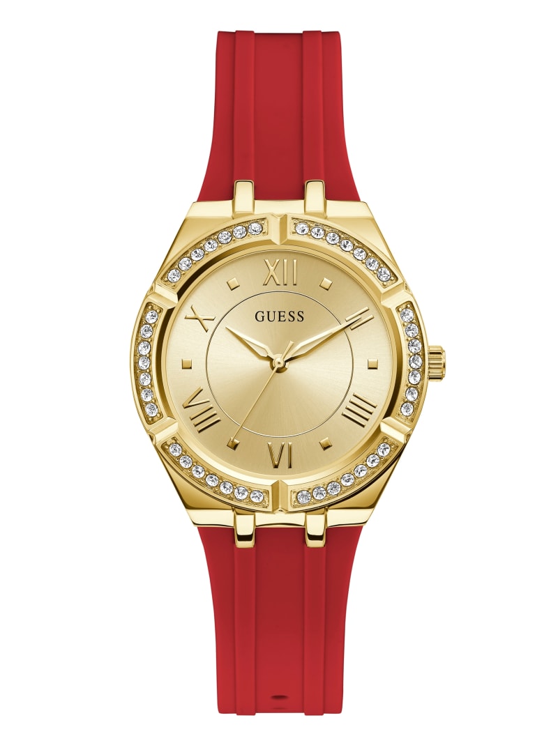 Zegarek Damskie Guess Gold-Tone and Red Analog Kolorowe | 1075423-EW