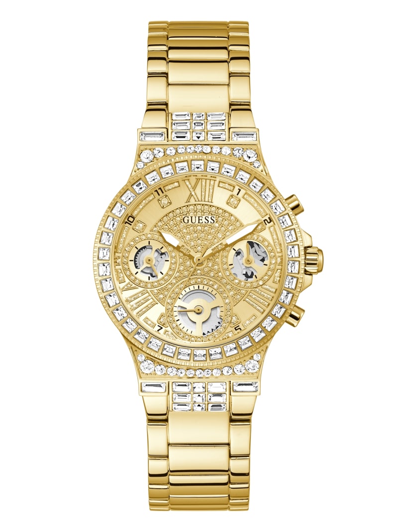 Zegarek Damskie Guess Gold-Tone and Rhinestone Wielofunkcyjny Złote | 0597684-HX