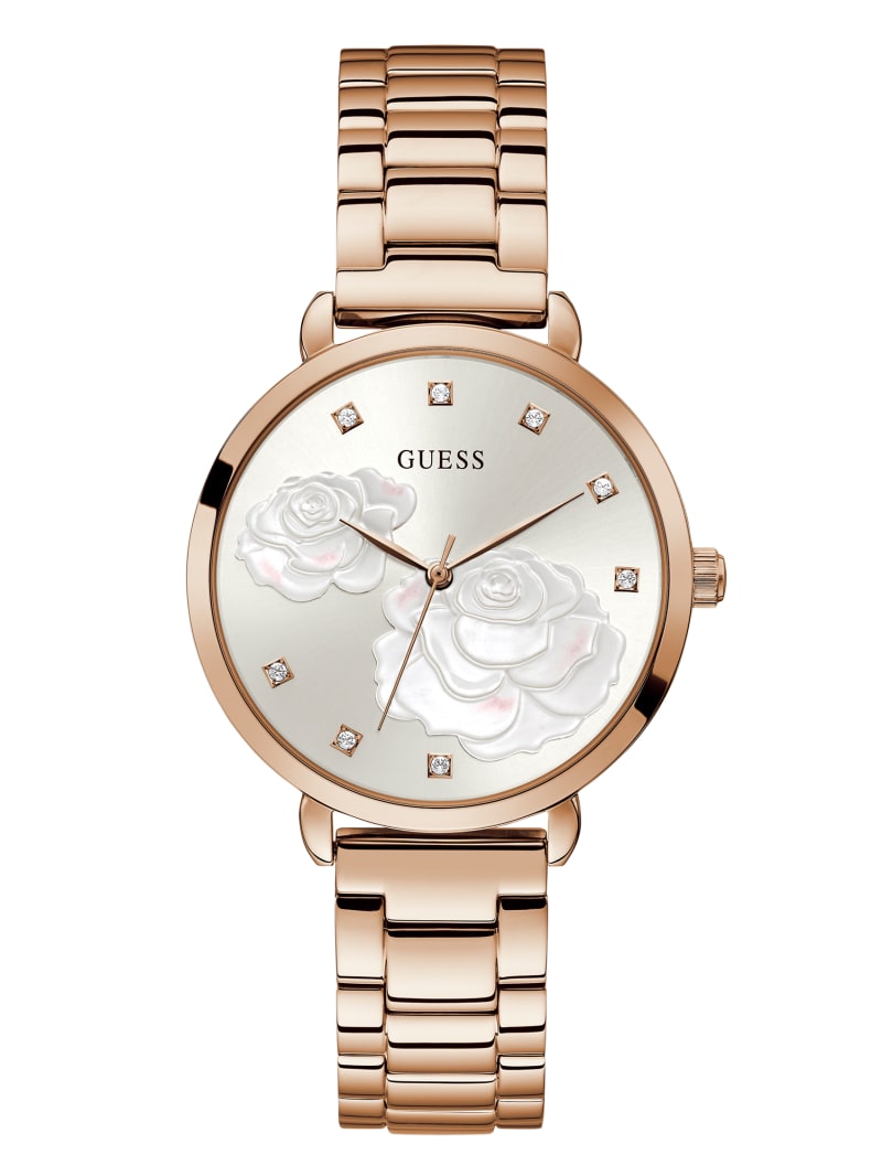 Zegarek Damskie Guess Rose Gold-Tone Floral Crystal Analog Fioletowe | 0826713-KS