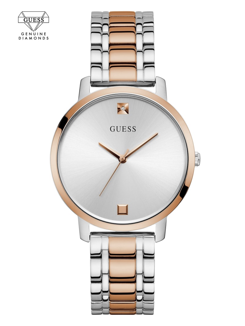 Zegarek Damskie Guess Two-Tone Diamond Analog Srebrne | 0823597-LV