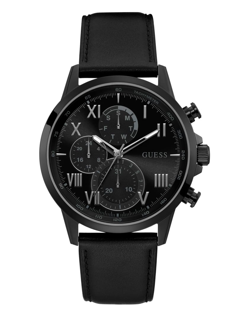 Zegarek Męskie Guess Black-Tone And Skórzane Chronographic Czarne | 3746809-ZI