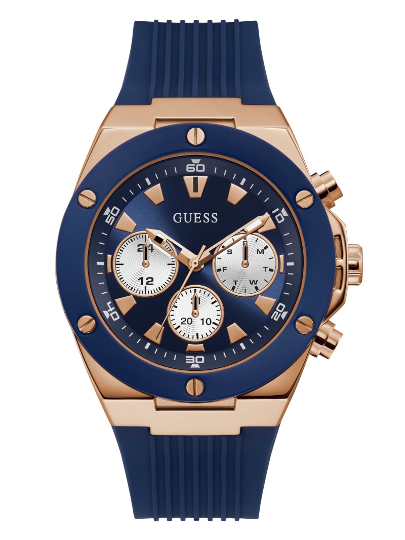 Zegarek Męskie Guess Blue And Rose-Gold Silikon Niebieskie | 5613829-SD