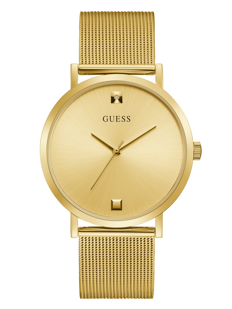 Zegarek Męskie Guess Gold-Tone Mesh Diamond Analog Złote | 2063597-HN