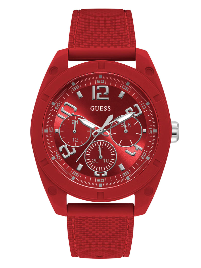 Zegarek Męskie Guess Red and Silver-Tone Wielofunkcyjny Czerwone | 0572891-IA