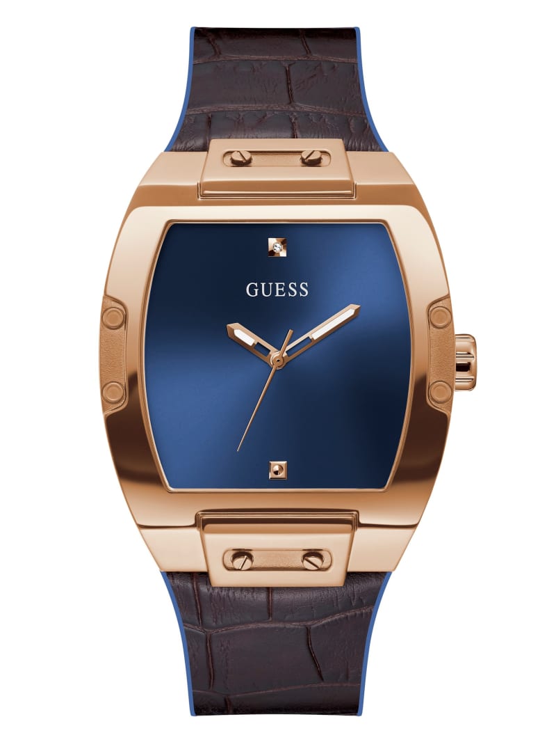 Zegarek Męskie Guess Rose Gold-Tone and Navy Barrel Analog Kolorowe | 3278519-QT