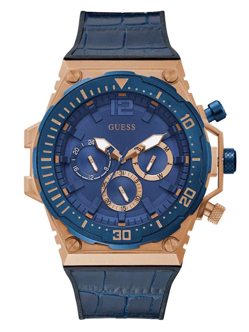 Zegarek Męskie Guess Rose Gold-Tone and Blue Wielofunkcyjny Kolorowe | 5140876-SN