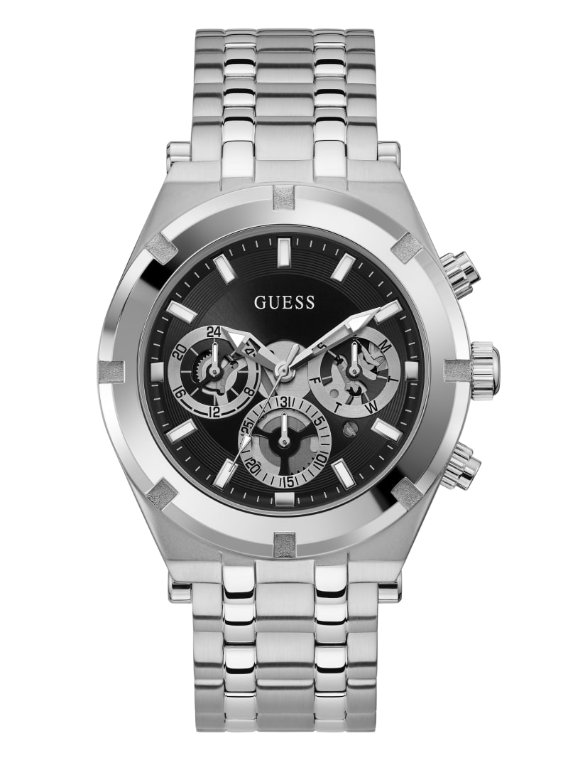 Zegarek Męskie Guess Silver-Tone Wielofunkcyjny Srebrne | 2179085-YL