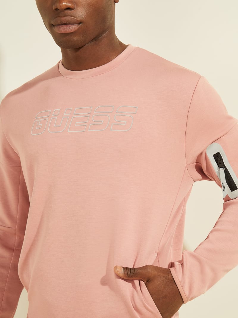 Bluzy Męskie Guess Stanley Logo Różowe | 7056489-UE