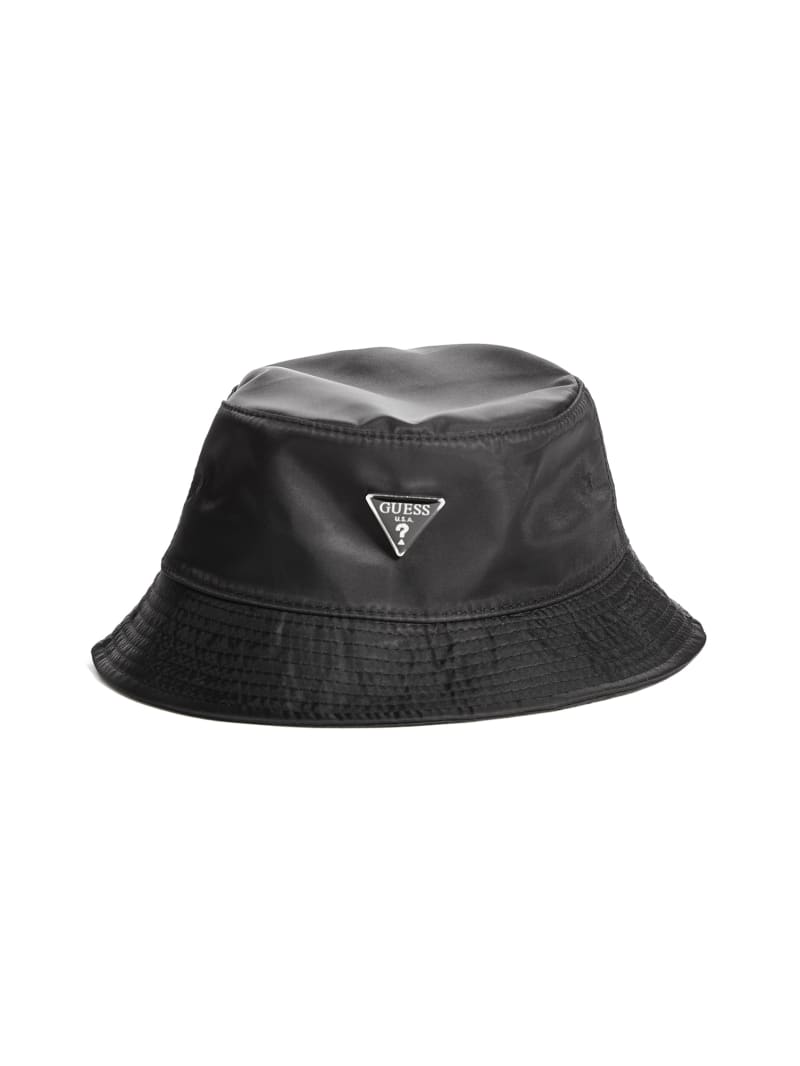 Czapki Damskie Guess Logo Emblem Nylon Bucket Czarne | 9516782-MA