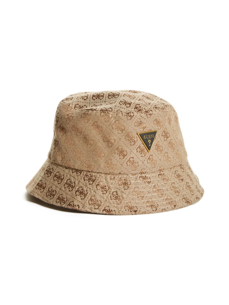 Czapki Męskie Guess Vezzola Logo Bucket Beżowe | 7129430-HJ